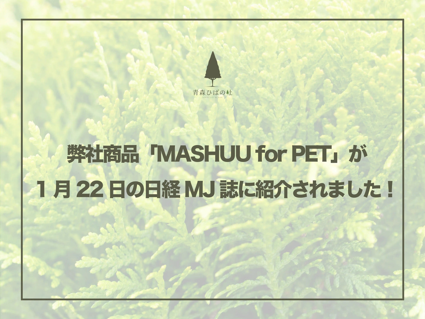 弊社商品「MASHUU for PET」が1月22日の日経MJ誌に紹介されました!